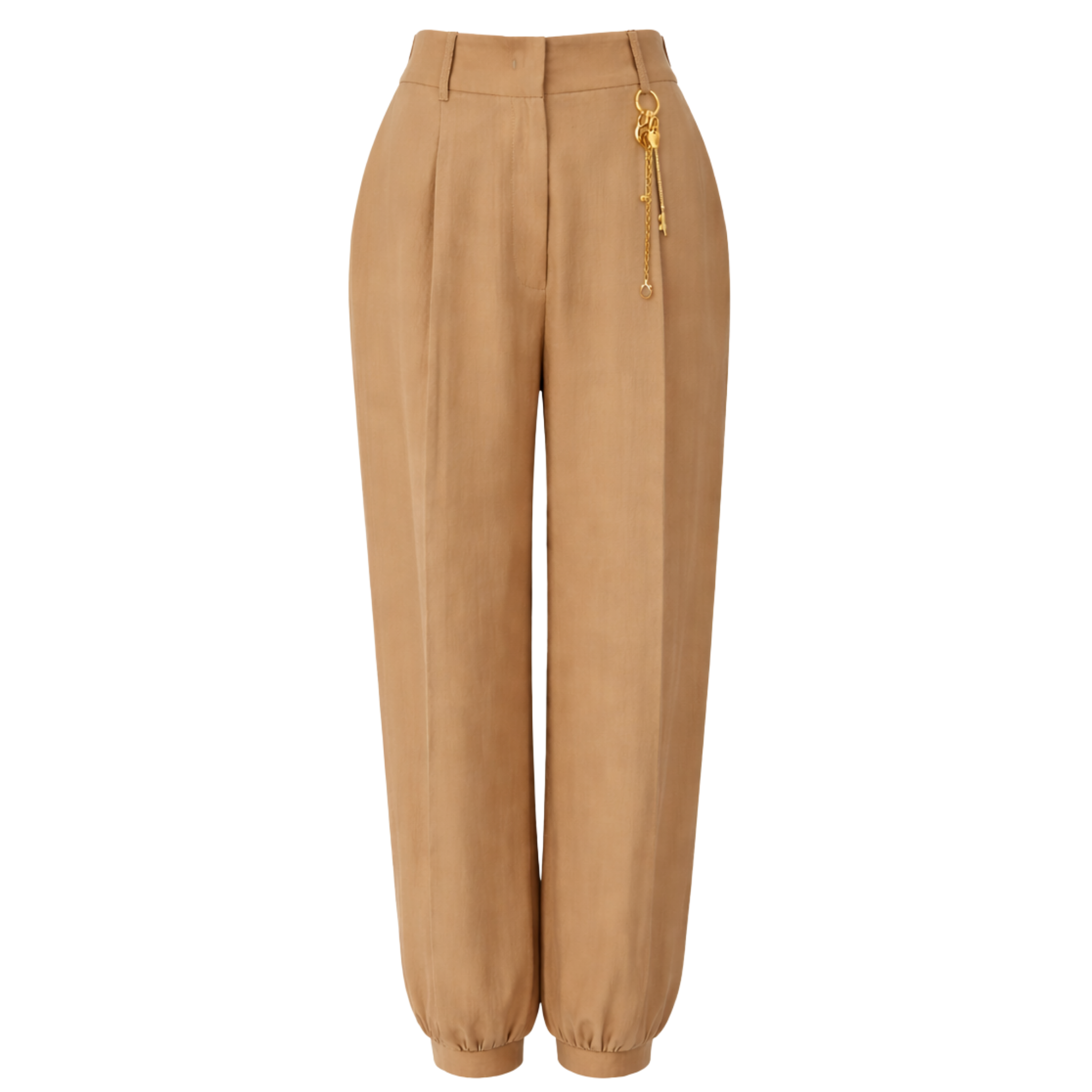 LEG DETAIL TENCEL TROUSERS CAMEL