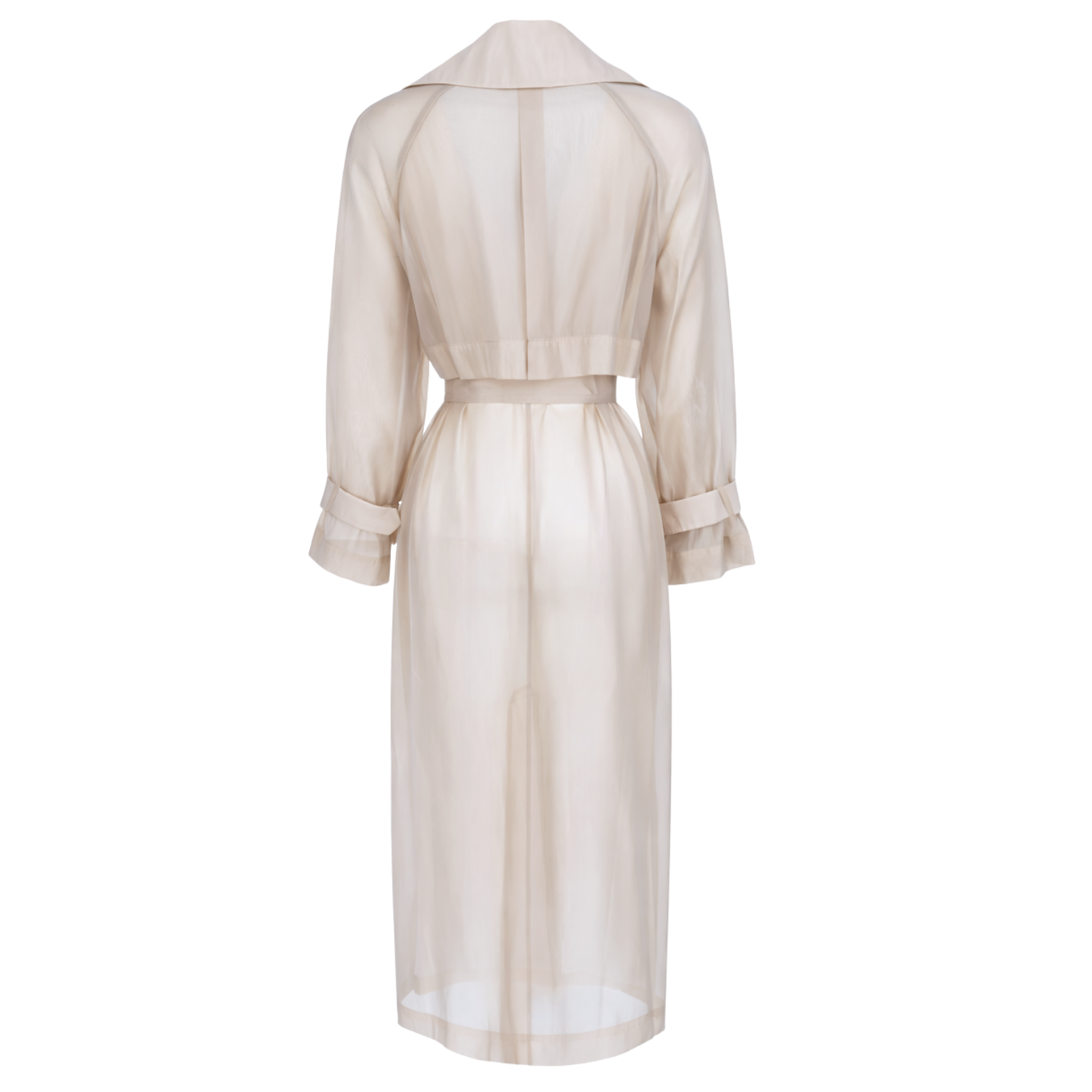 WRAP STYLE SEMI-SHEER TRENCH COAT BEIGE