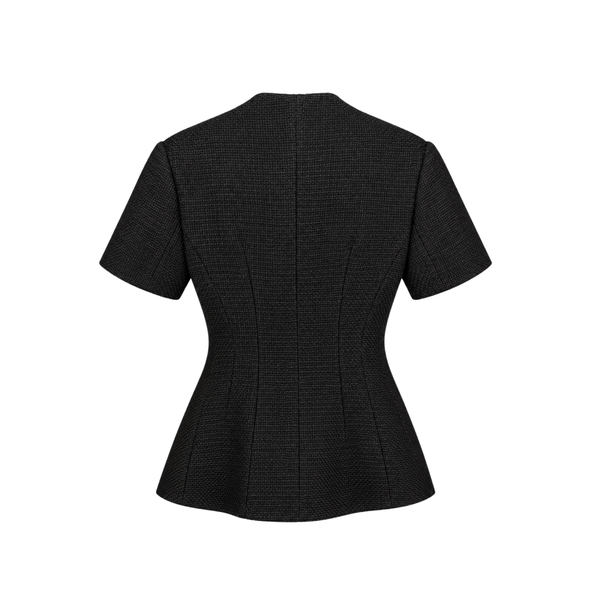 GOLD BUTTONED SHORT SLEEVE TWEED JACKET AND SKIRT SET BLACK