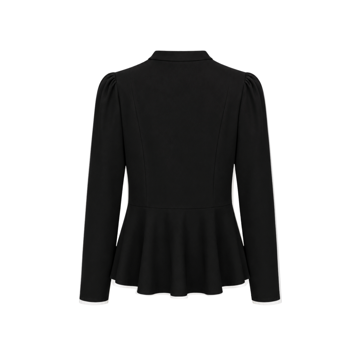 ORNAMENT BUTTONED RUFFLE DETAIL SHIRT BLACK