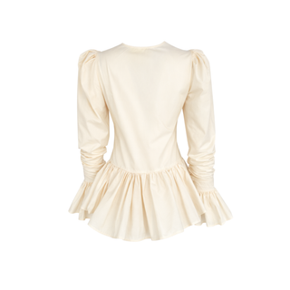 %100 COTTON FIRFIR DETAY BLUZ KREM