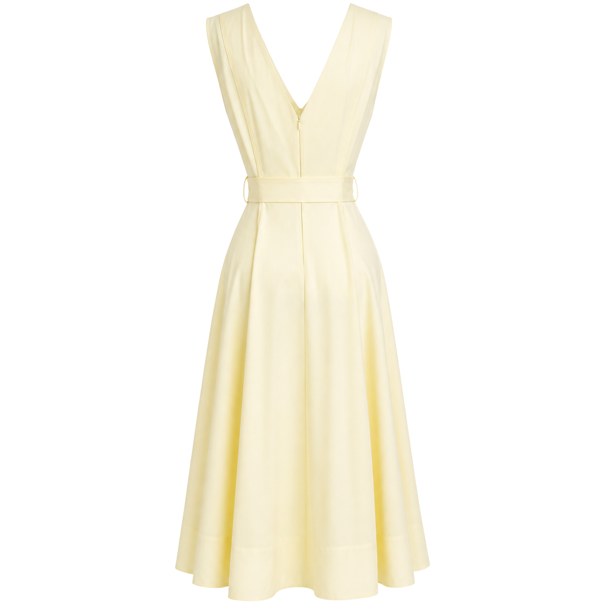 V-NECK A-LINE STYLE COTTON DRESS YELLOW