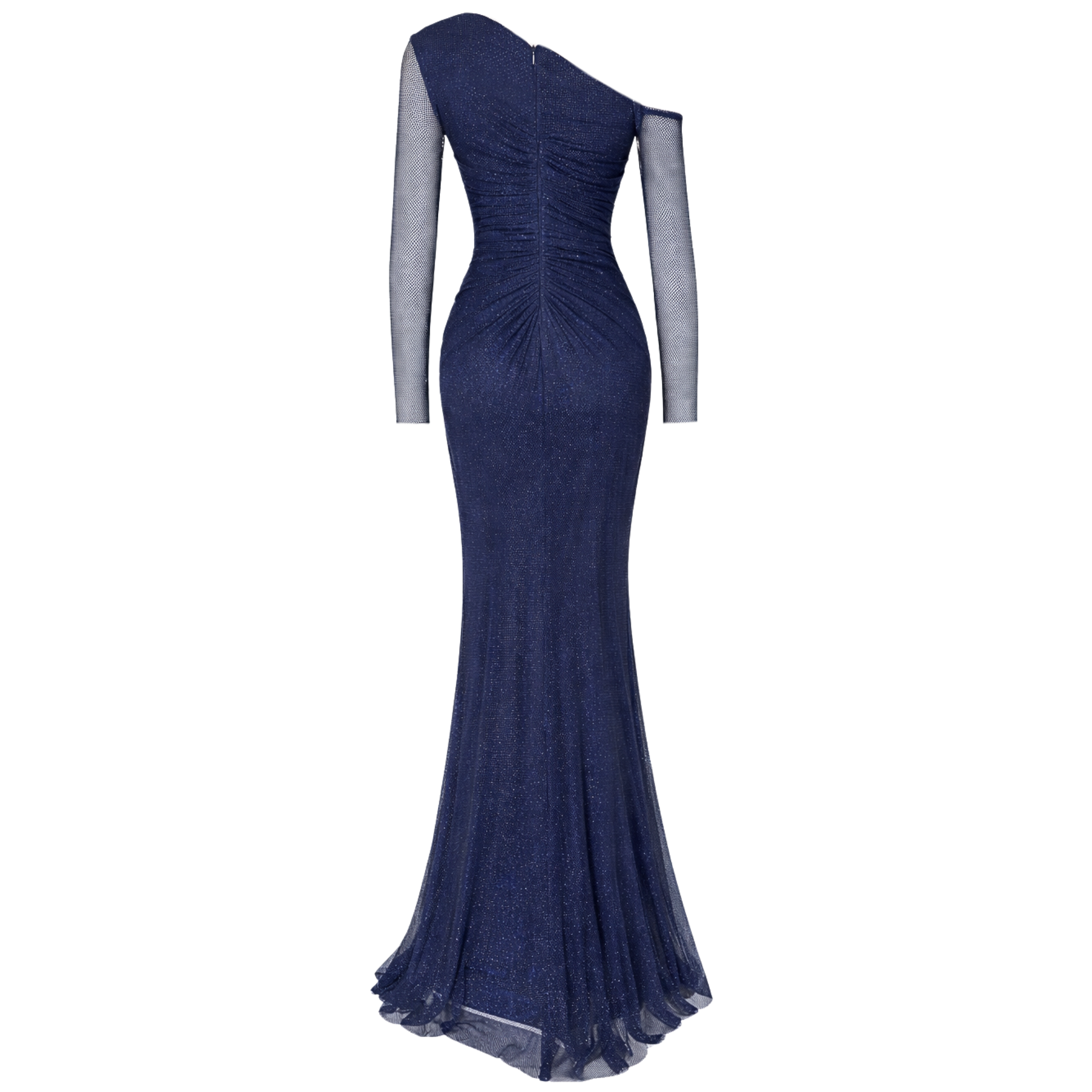 COLLAR DETAIL SPARKLE EVENING DRESS NAVY