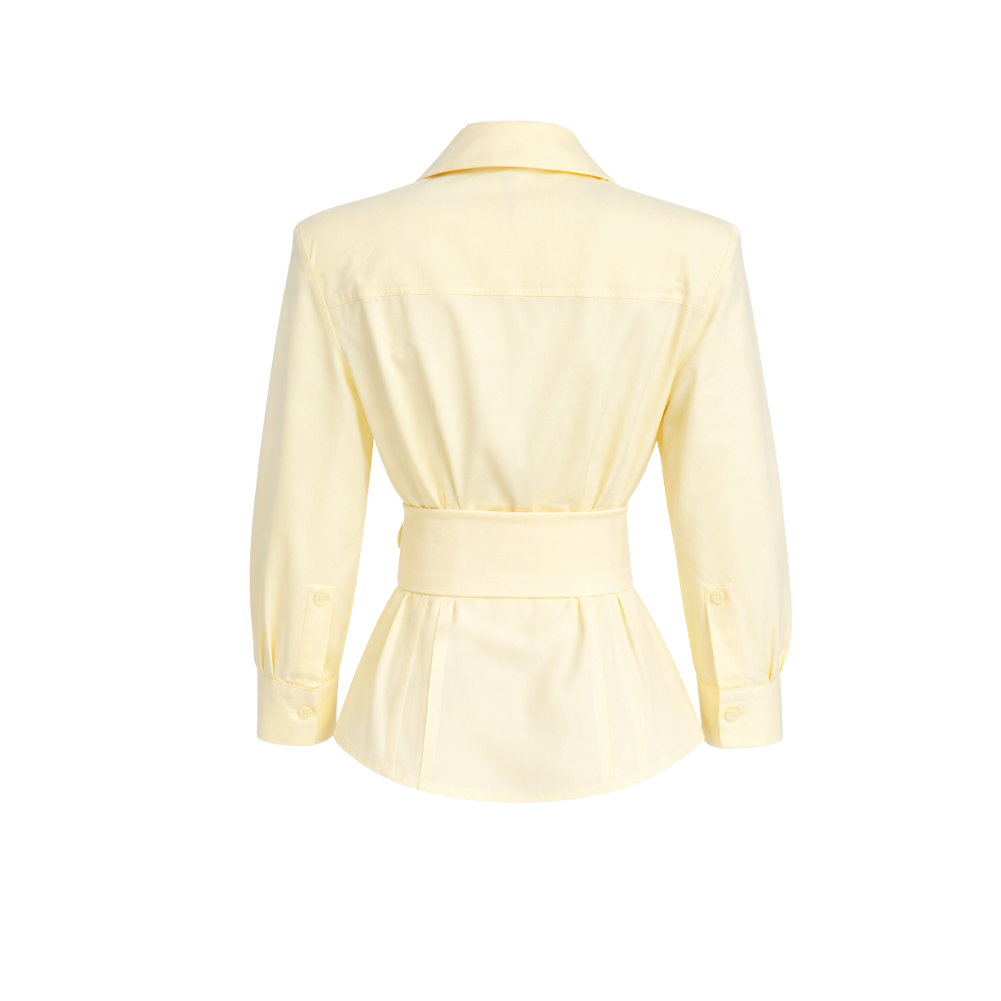 WAIST SASH DETAIL DESIGN COTTON SHIRT YELLOW