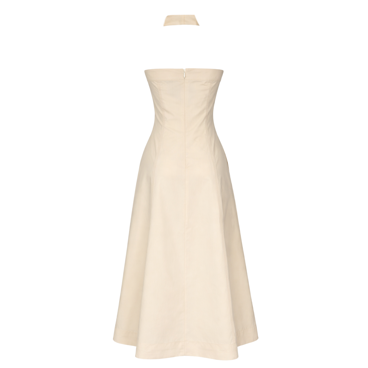 EMBELLISHED A-LINE COLLAR STYLE COTTON DRESS STONE
