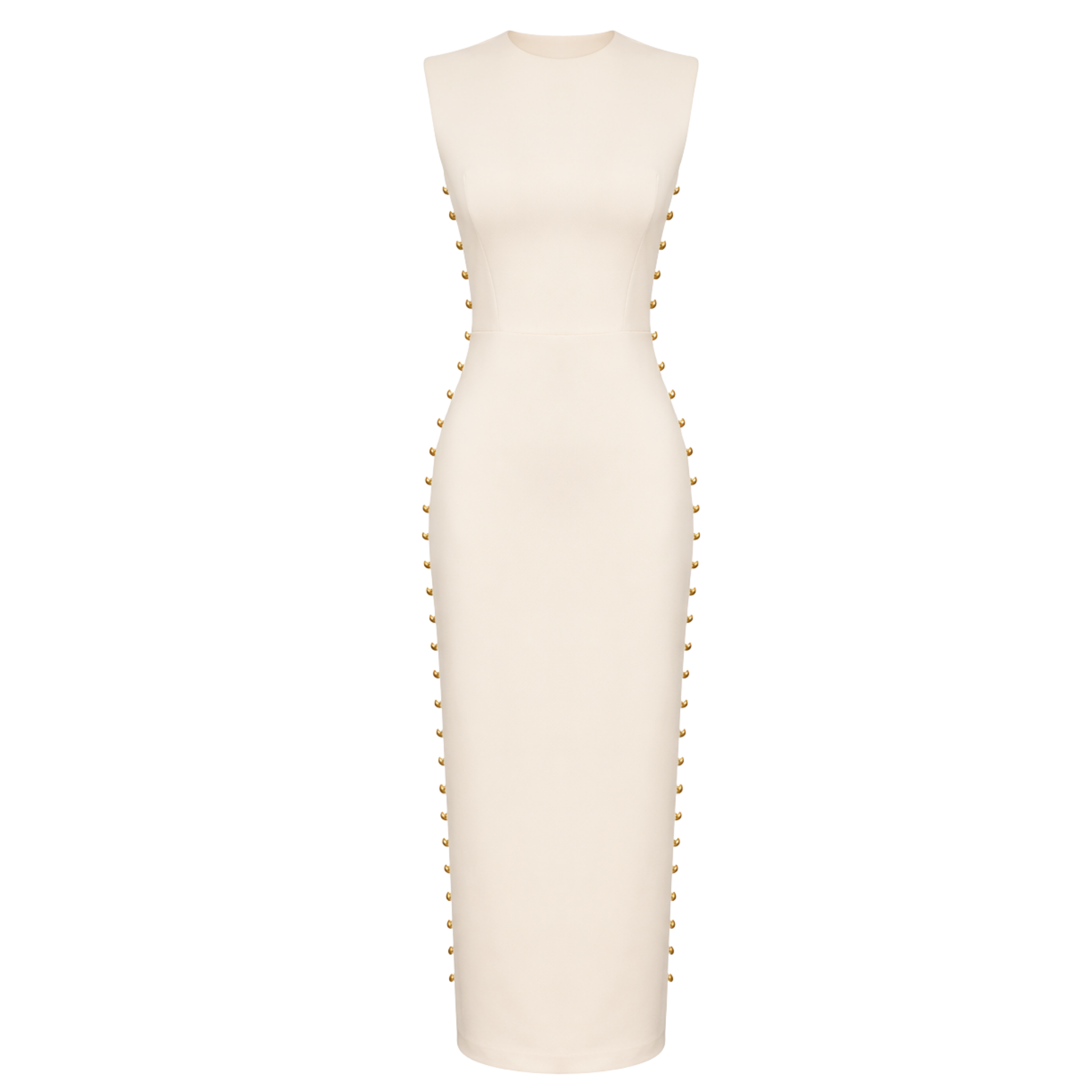 ACCESSORY SIDES DETAIL PENCIL DRESS ECRU