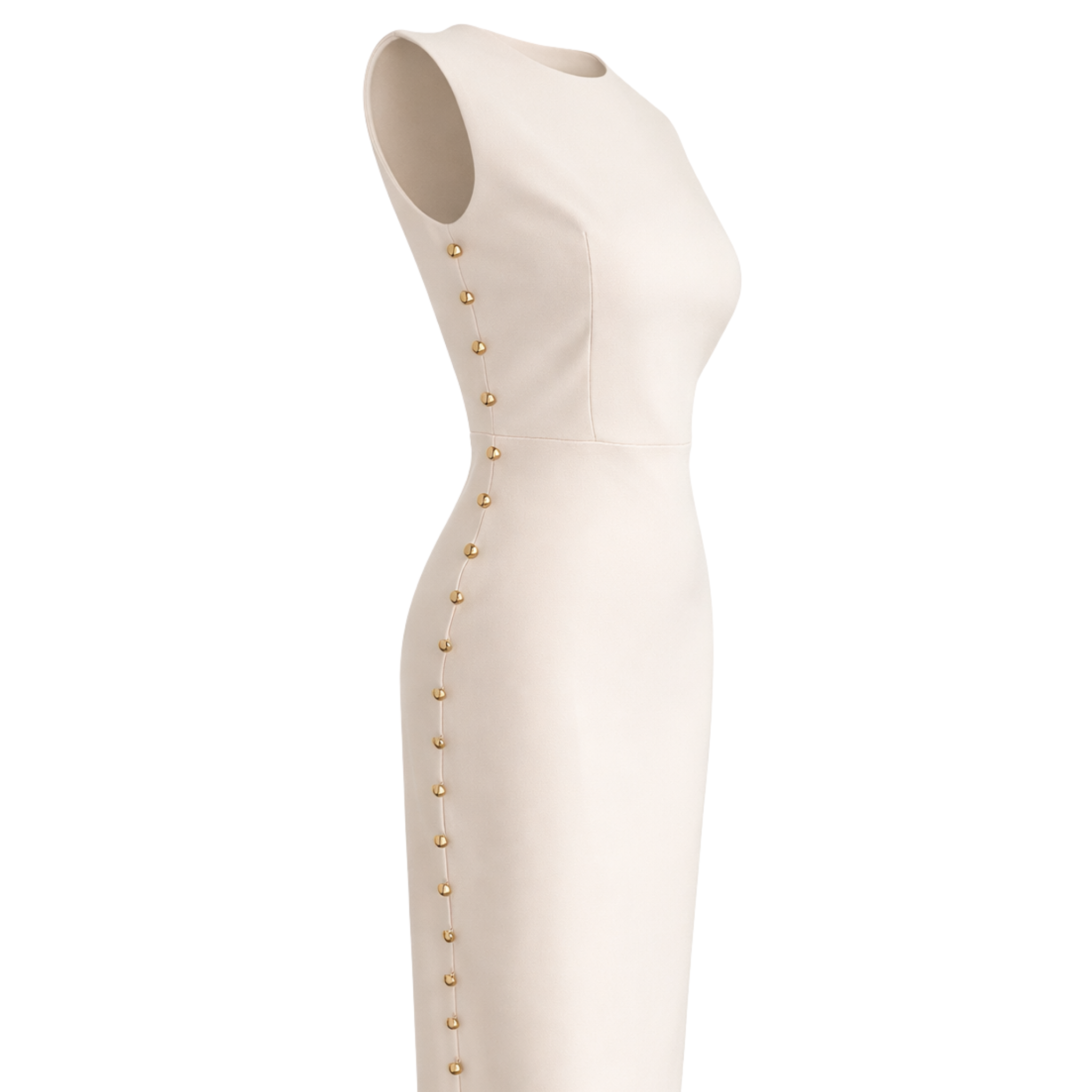 ACCESSORY SIDES DETAIL PENCIL DRESS ECRU