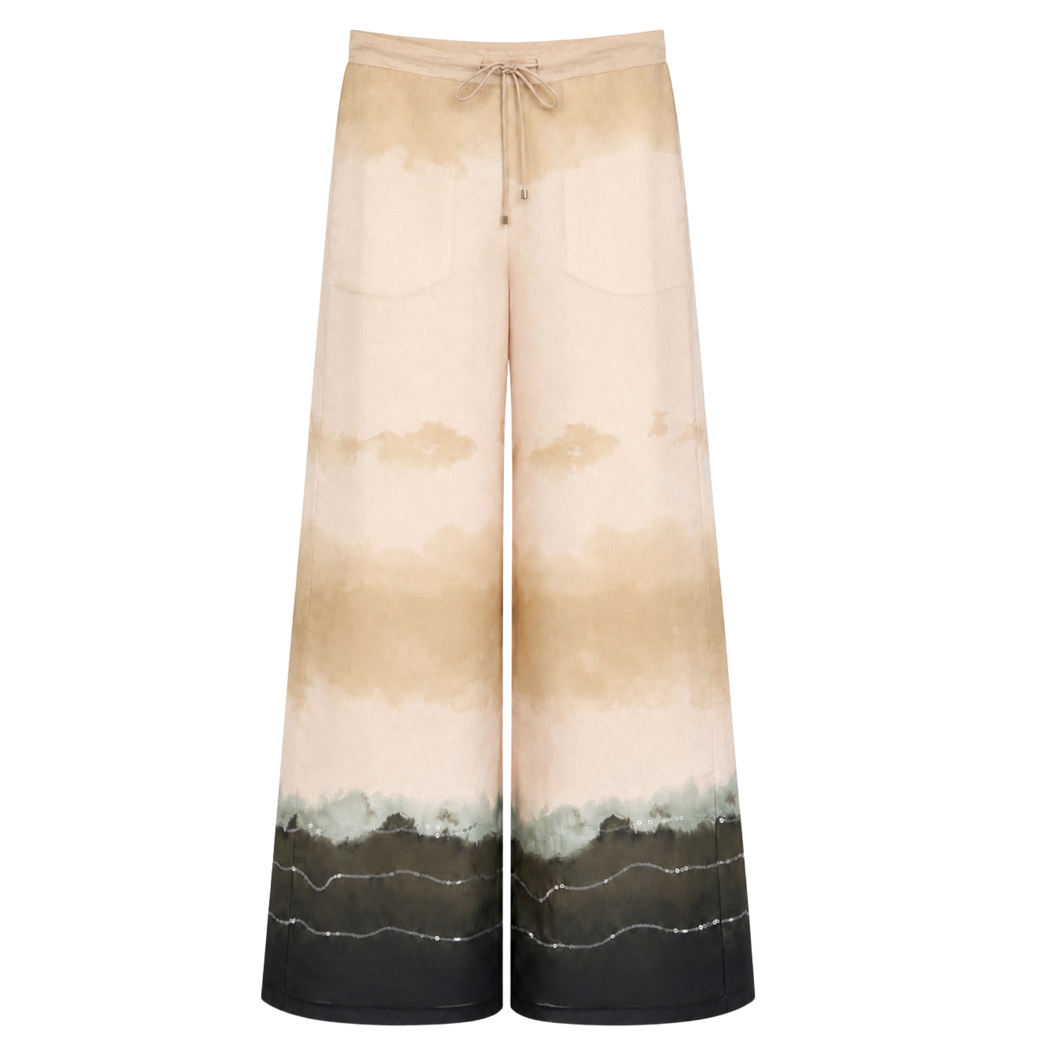 TIE-DYE PATTERN SEQUIN EMBROIDERY DETAIL SET BEIGE