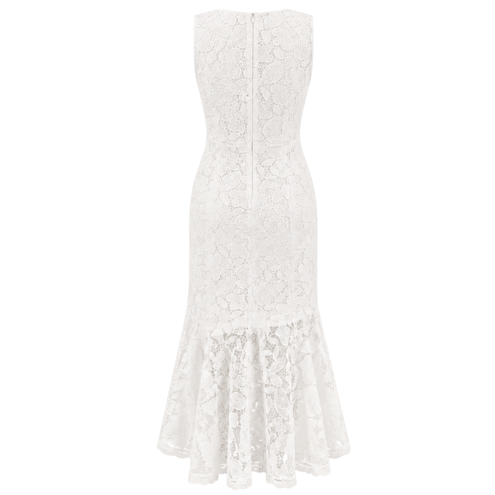 RUFFLED GUIPURE SKIRT DRESS WHITE