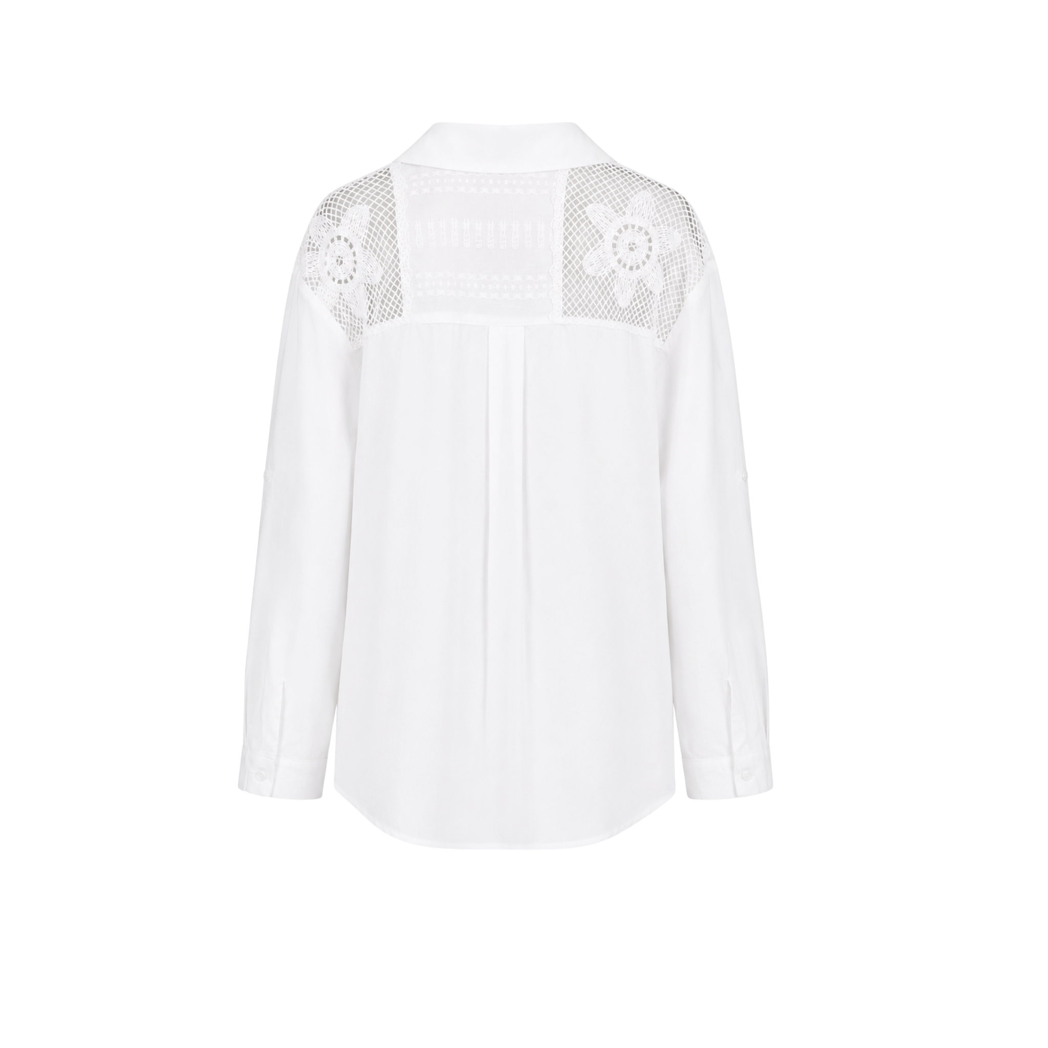 BRODERIE DETAIL COTTON SHIRT WHITE