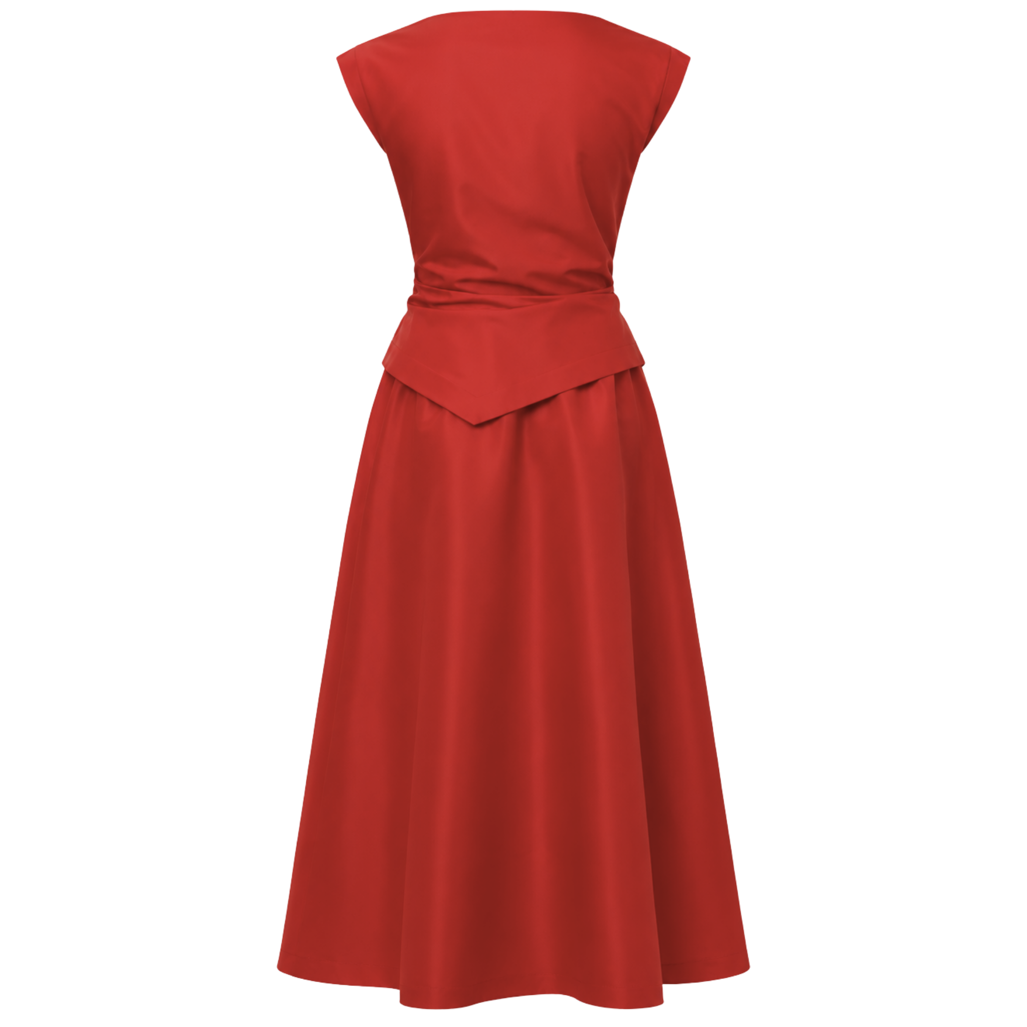 WAIST DETAIL DRAPED TAFFETA DRESS RED