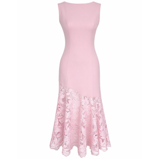 ETEĞİ GÜPÜR DETAY ELBİSE PEMBE