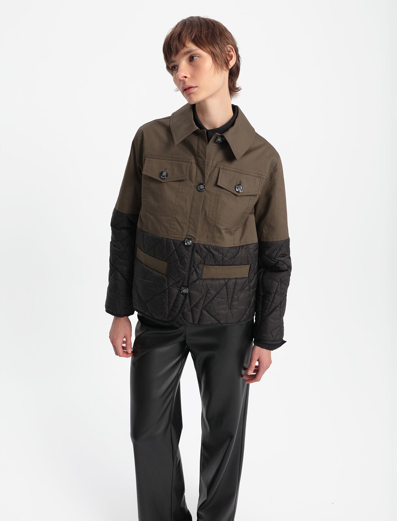QUILTED TRIMMED BUTTONED JACKET