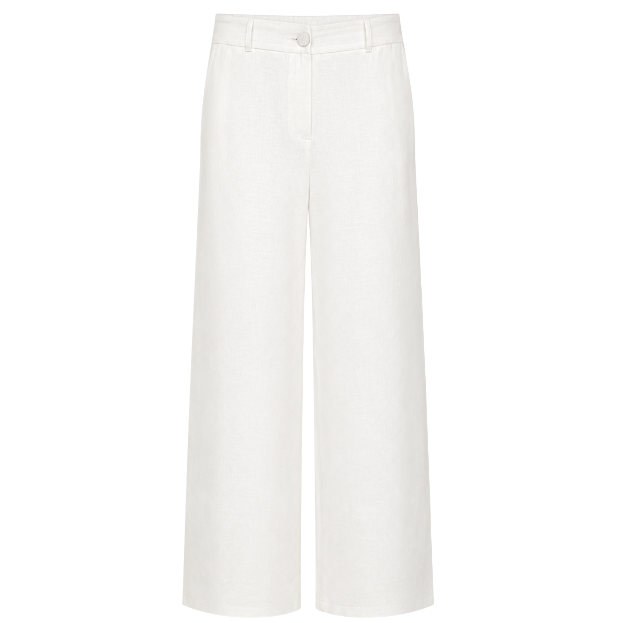 FULL-LENGTH LINED 100% LINEN TROUSERS WHITE