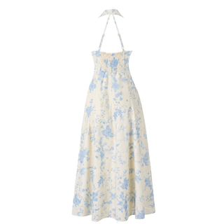 SIRT DETAY FLORAL DESEN ELBİSE