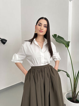 ROSE COTTON GÜL DETAY GÖMLEK EKRU