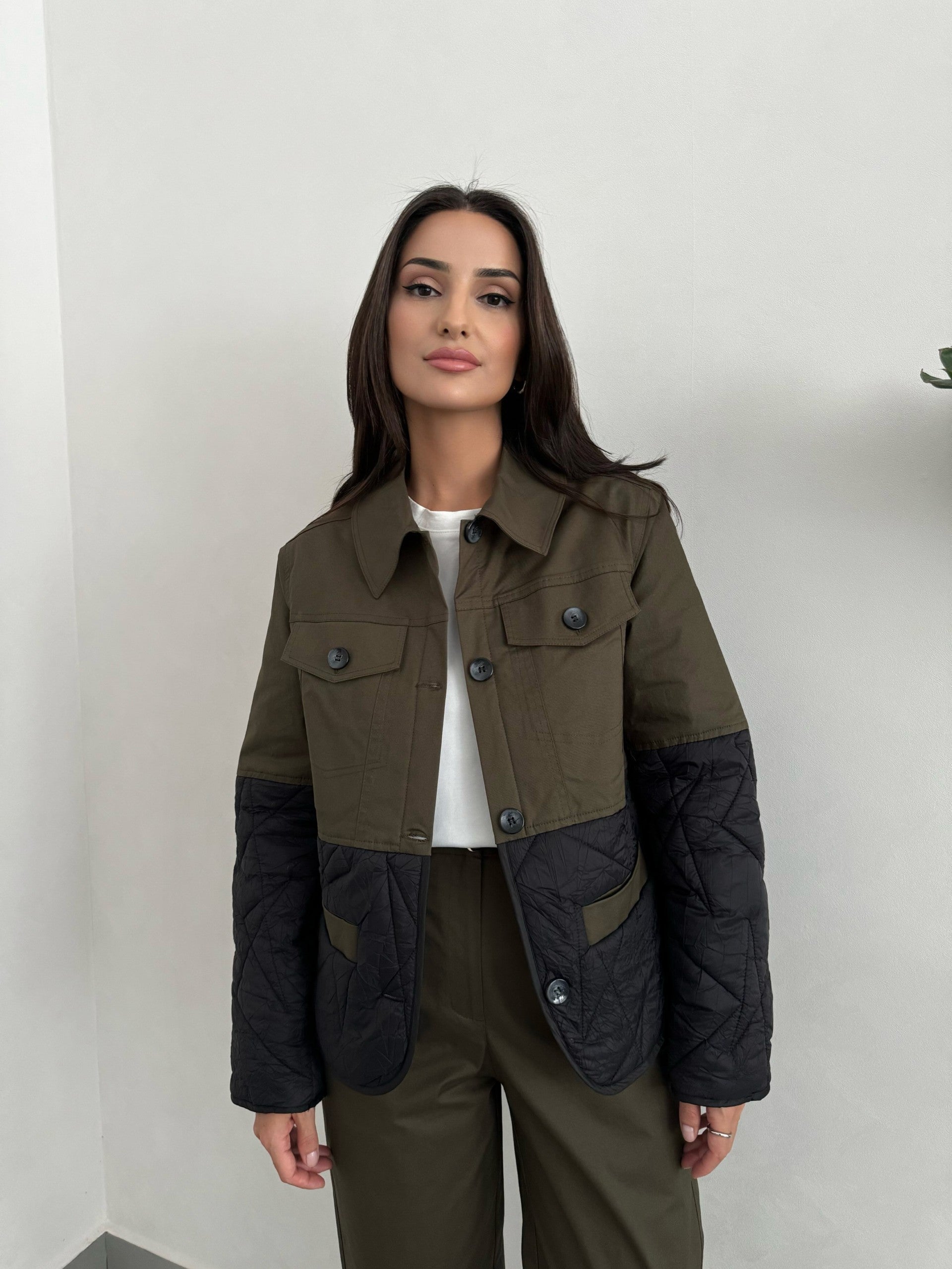 QUILTED TRIMMED BUTTONED JACKET