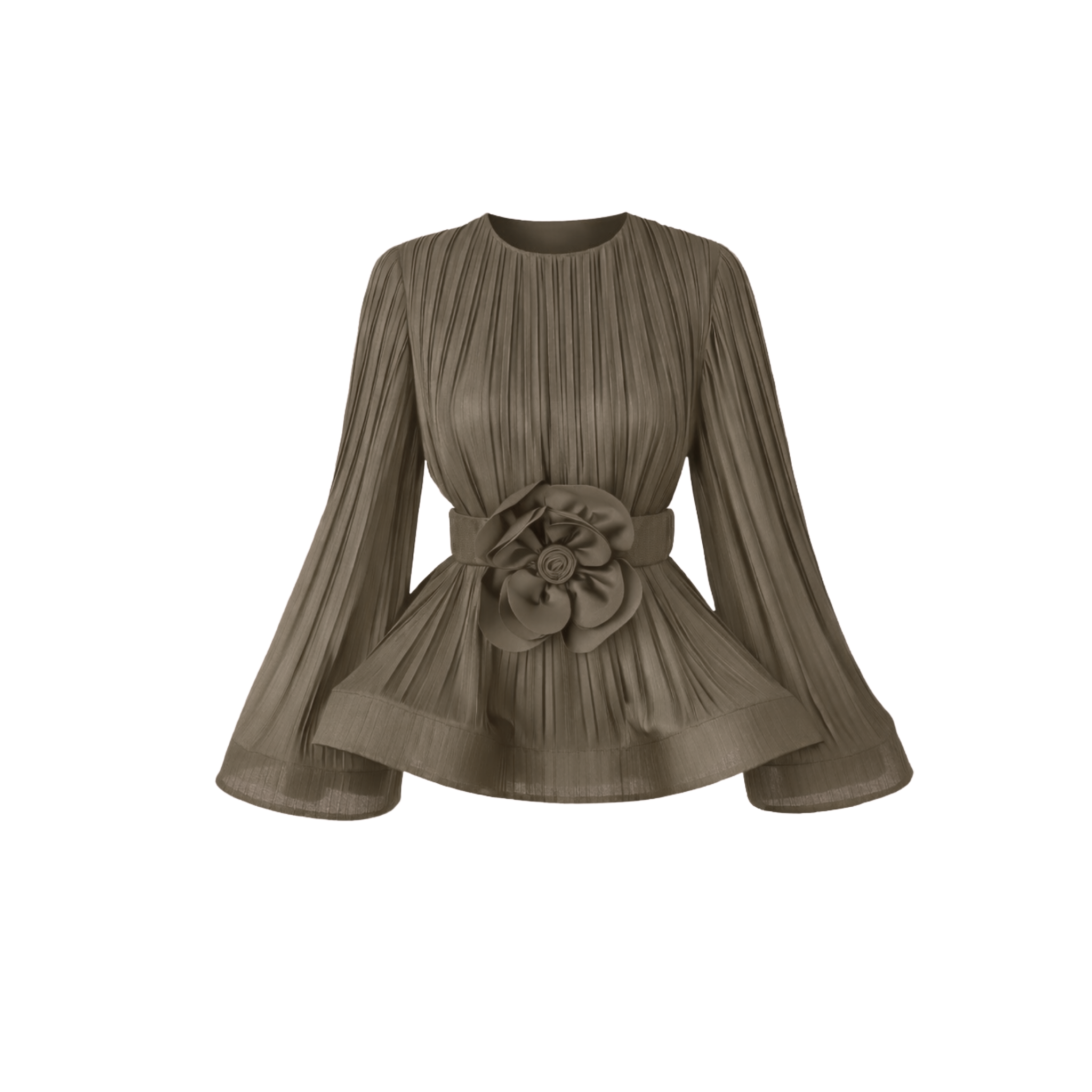 PLEATED RUFFLE DETAIL SET MINK